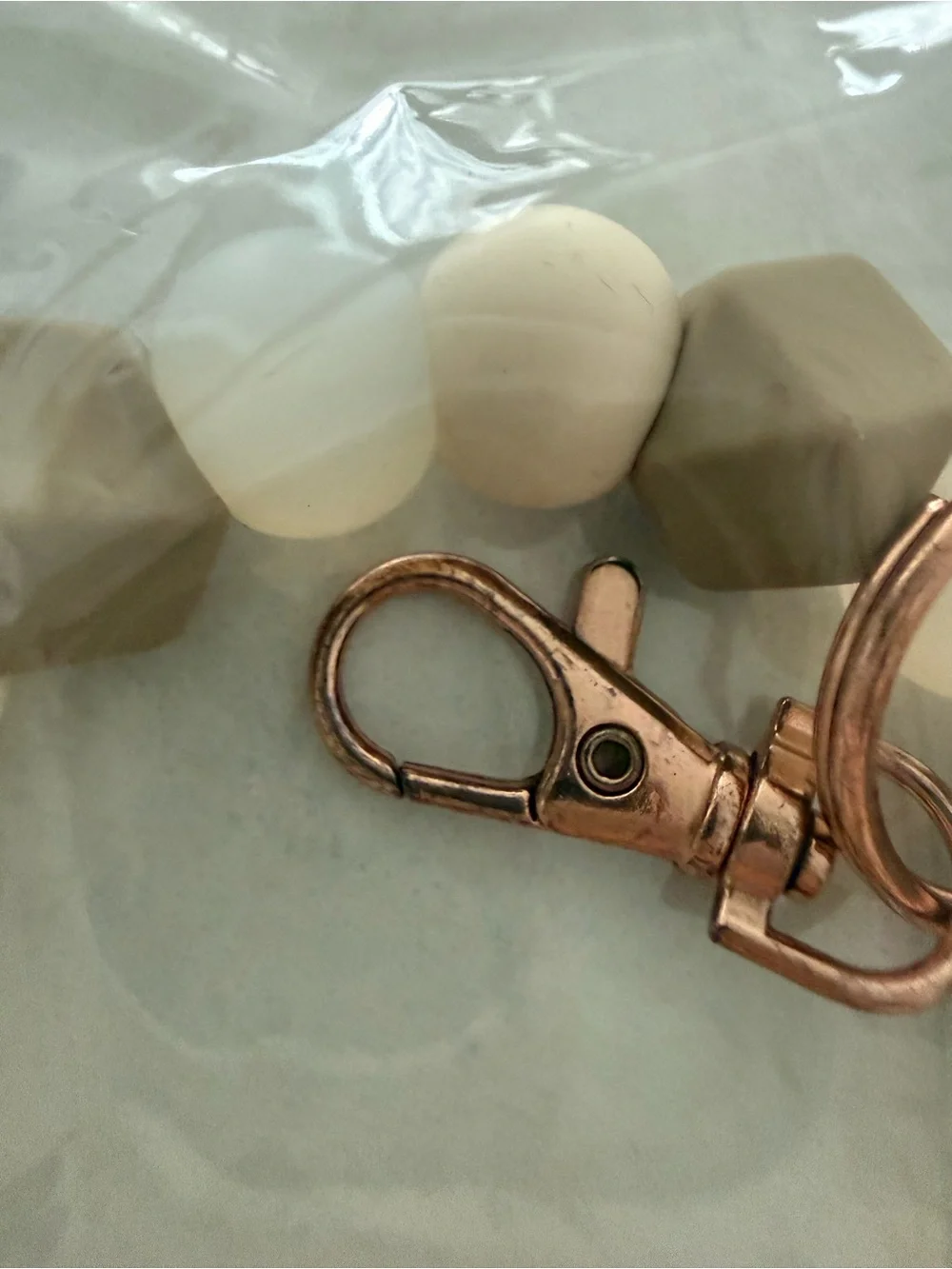Beaded Silicone Keyring Bracelet with Initial Beads